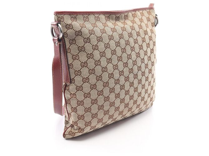 Borsa a Spalla Gucci GG Canvas Beige Bordò - vista 2