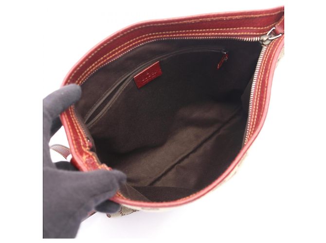 Borsa a Spalla Gucci GG Canvas Beige Bordò - vista 3