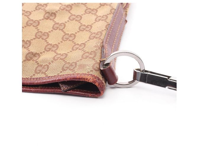 Borsa Gucci beige e rosso scuro in pelle e tela Bordò - vista 10