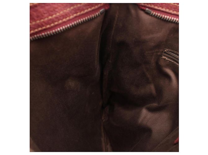 Borsa Gucci beige e rosso scuro in pelle e tela Bordò - vista 11