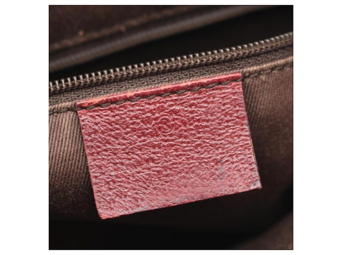 Borsa Gucci beige e rosso scuro in pelle e tela Bordò - vista 4