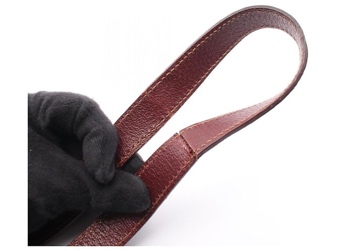 Borsa Gucci beige e rosso scuro in pelle e tela Bordò - vista 7