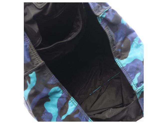 Borsa Tote 2-Way Prada Triangle Logo Camouflage Nero Blu Multicolore - vista 3