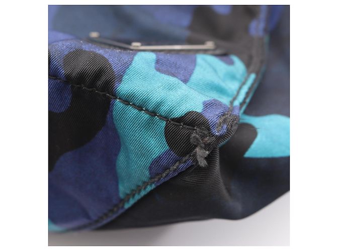 Borsa Tote 2-Way Prada Triangle Logo Camouflage Nero Blu Multicolore - vista 8