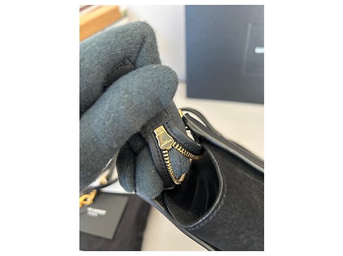 Borsa a tracolla Saint Laurent in pelle nera e scamosciato Nero - vista 10