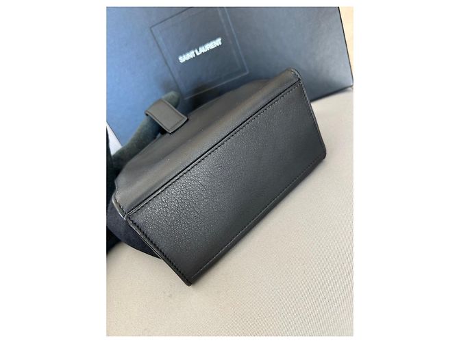Borsa a tracolla Saint Laurent in pelle nera e scamosciato Nero - vista 11