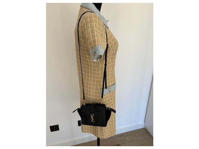 Borsa a tracolla Saint Laurent in pelle nera e scamosciato Nero - vista 15