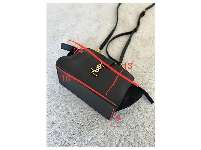 Borsa a tracolla Saint Laurent in pelle nera e scamosciato Nero - vista 17