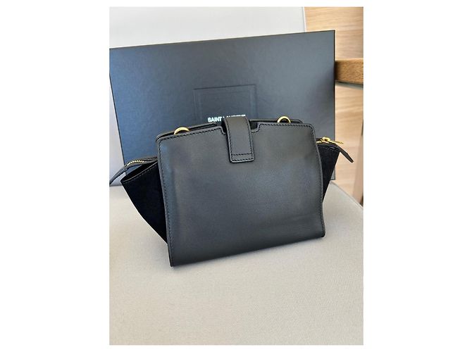 Borsa a tracolla Saint Laurent in pelle nera e scamosciato Nero - vista 2