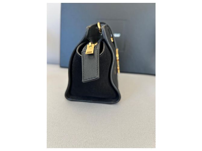 Borsa a tracolla Saint Laurent in pelle nera e scamosciato Nero - vista 3