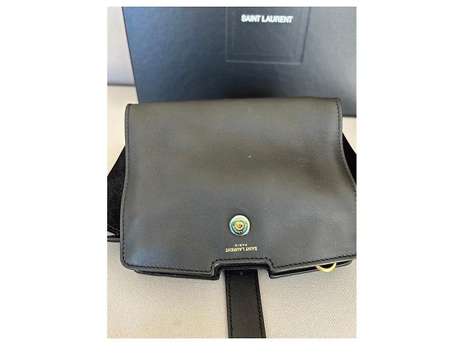 Borsa a tracolla Saint Laurent in pelle nera e scamosciato Nero - vista 5