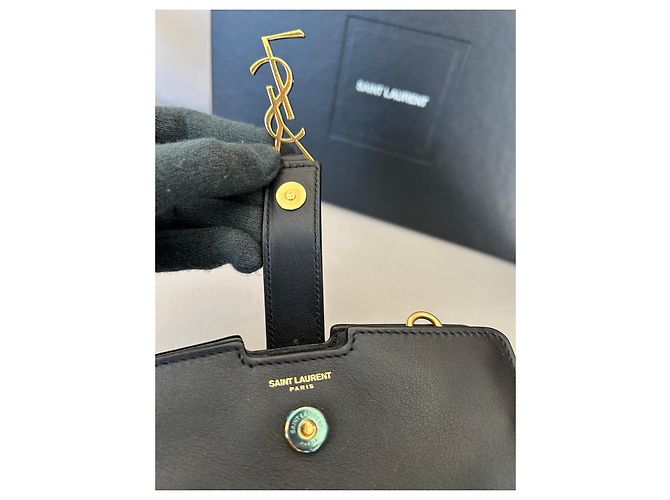 Borsa a tracolla Saint Laurent in pelle nera e scamosciato Nero - vista 6