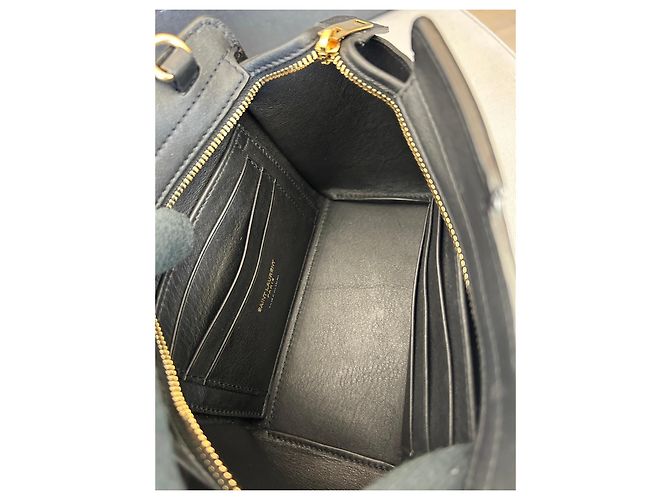 Borsa a tracolla Saint Laurent in pelle nera e scamosciato Nero - vista 9