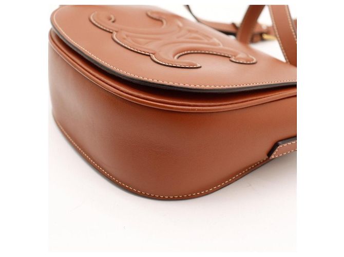 Céline Celine Triomphe Borsa a tracolla in pelle Tan Marrone - vista 11