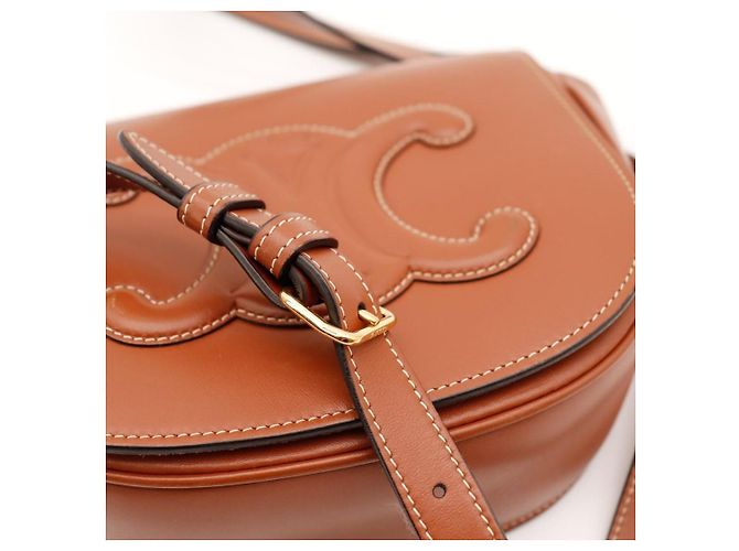 Céline Celine Triomphe Borsa a tracolla in pelle Tan Marrone - vista 12