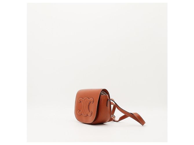 Céline Celine Triomphe Borsa a tracolla in pelle Tan Marrone - vista 2