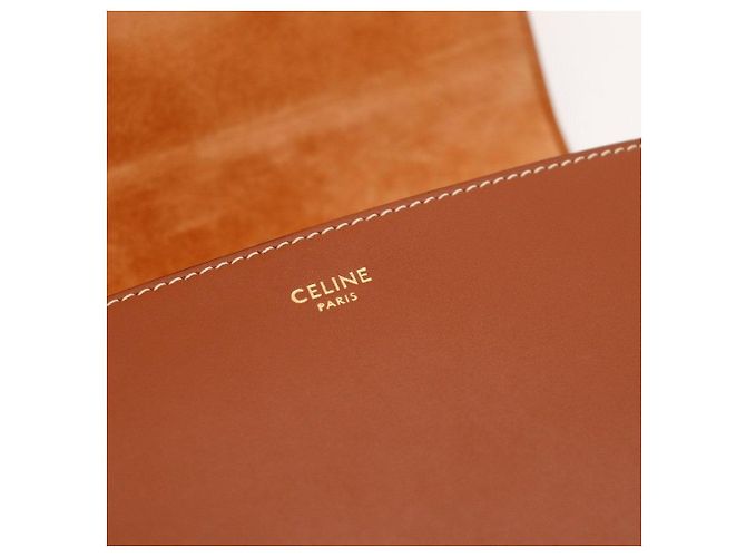 Céline Celine Triomphe Borsa a tracolla in pelle Tan Marrone - vista 7