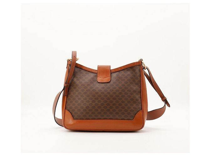 Céline Celine Borsa a tracolla Triomphe in tela e pelle Marrone Monogramma - vista 3