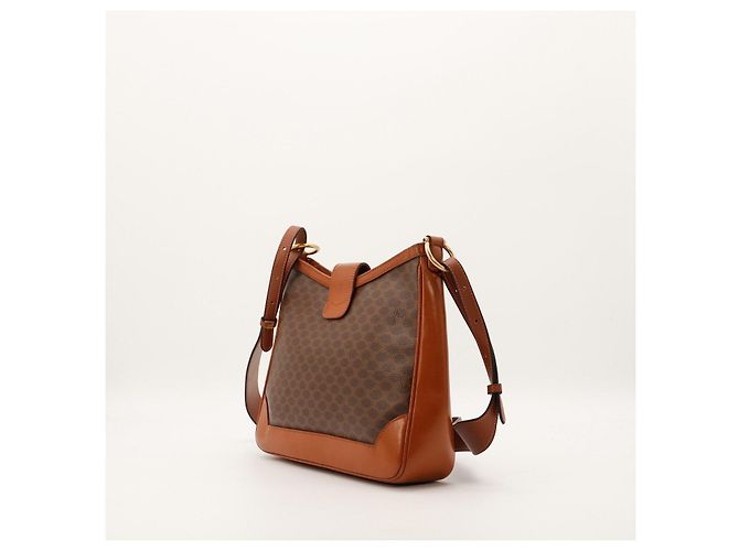 Céline Celine Borsa a tracolla Triomphe in tela e pelle Marrone Monogramma - vista 4