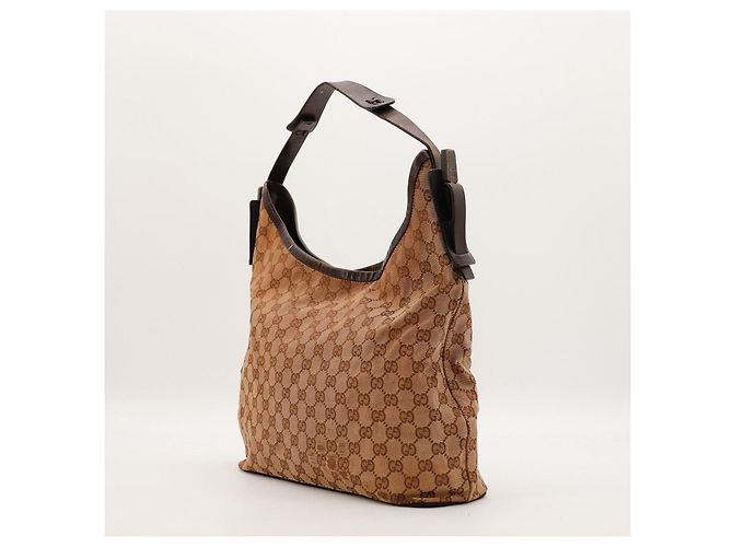 Gucci Borsa Hobo in Tela Monogramma GG Marrone - vista 2