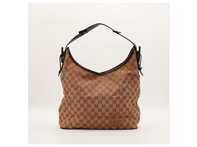 Gucci Borsa Hobo in Tela Monogramma GG Marrone - vista 3