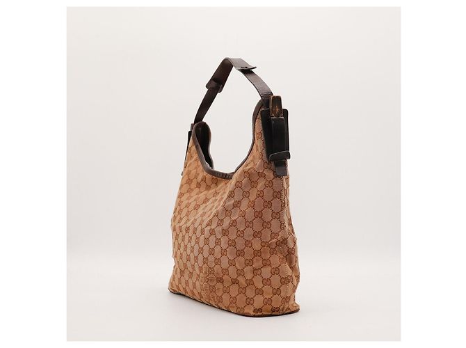 Gucci Borsa Hobo in Tela Monogramma GG Marrone - vista 4