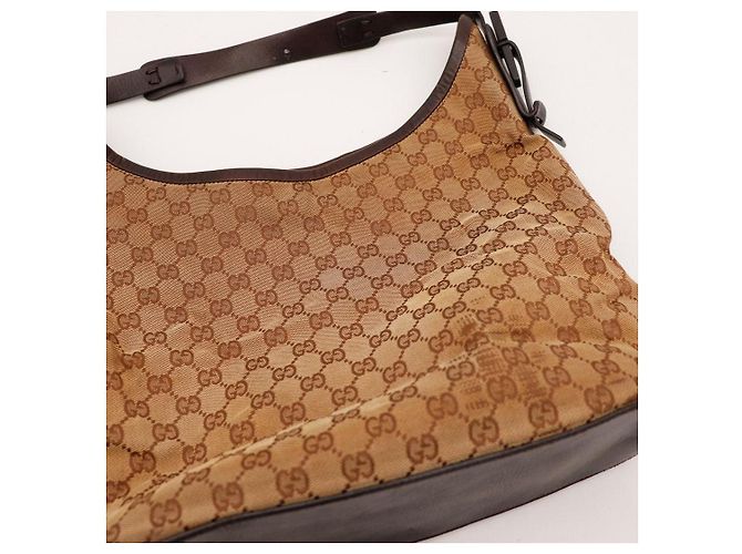 Gucci Borsa Hobo in Tela Monogramma GG Marrone - vista 6