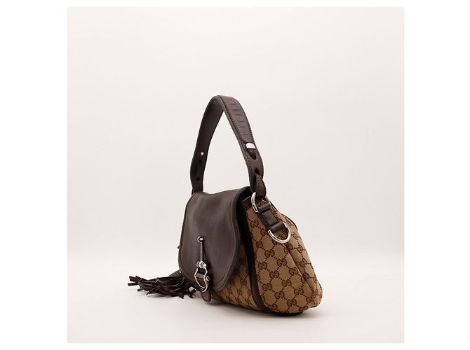 Gucci Borsa a tracolla in tela monogramma GG Marrone - vista 2