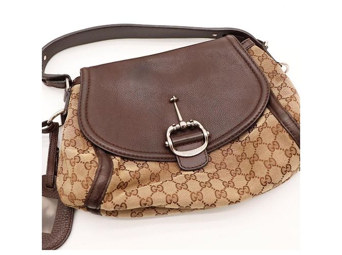 Gucci Borsa a tracolla in tela monogramma GG Marrone - vista 5