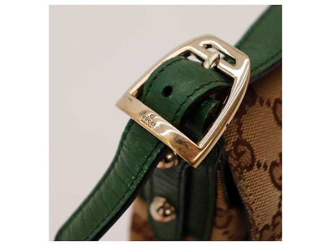 Gucci Borsa Hobo Abbey in tela Monogram Marrone Beige Verde - vista 10