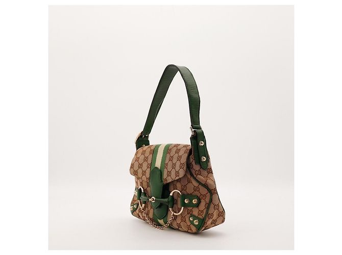 Gucci Borsa Hobo Abbey in tela Monogram Marrone Beige Verde - vista 2