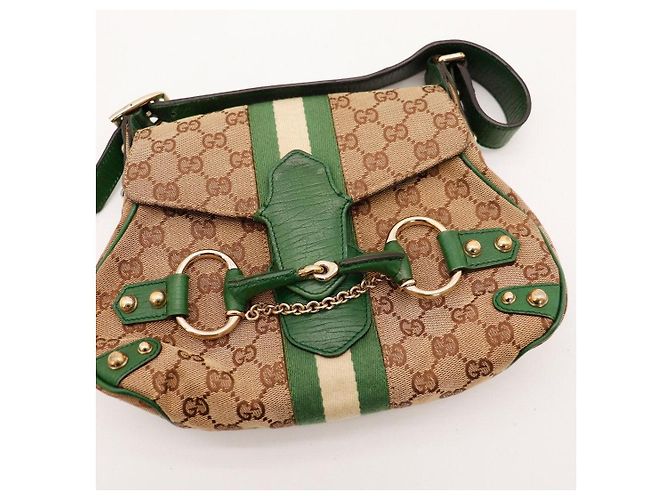 Gucci Borsa Hobo Abbey in tela Monogram Marrone Beige Verde - vista 6