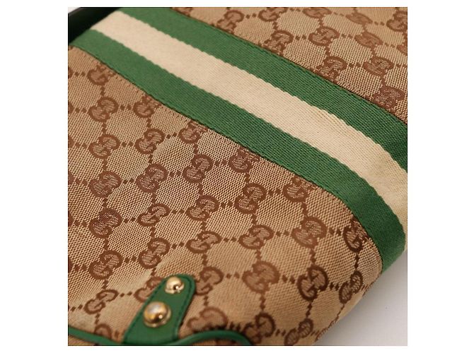 Gucci Borsa Hobo Abbey in tela Monogram Marrone Beige Verde - vista 9