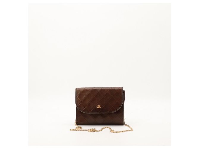 Chanel gesteppte Leder-Wallet on Chain Braun - Ansicht 2