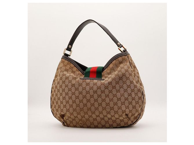 Gucci Borsa Hobo in tela monogram Marrone Rosso Verde Monogramma - vista 3