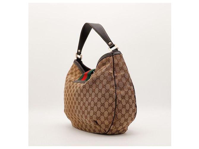 Gucci Borsa Hobo in tela monogram Marrone Rosso Verde Monogramma - vista 4
