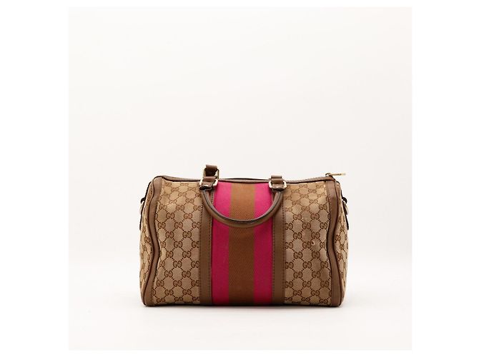 Gucci Borsa Boston Monogram GG Supreme Marrone Rosa - vista 3