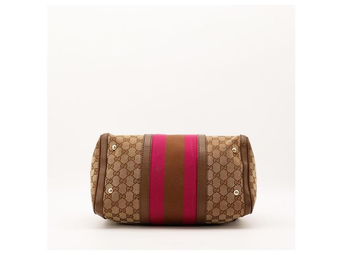 Gucci Borsa Boston Monogram GG Supreme Marrone Rosa - vista 5