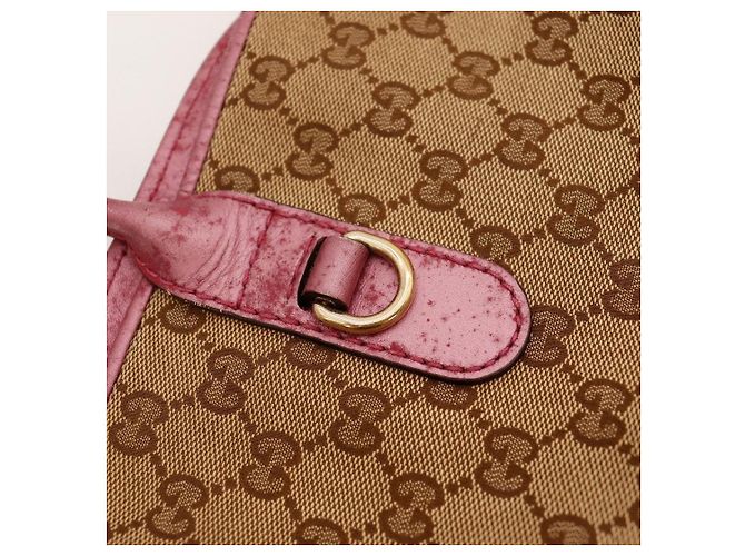 Gucci Borsa Tote Monogram Canvas con Charm a Cuore Marrone Rosa - vista 10