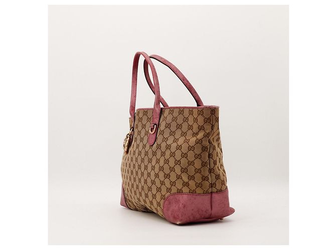 Gucci Borsa Tote Monogram Canvas con Charm a Cuore Marrone Rosa - vista 2