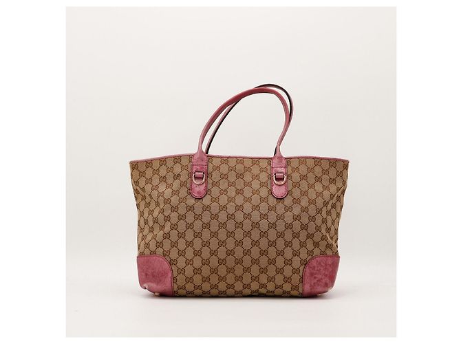 Gucci Borsa Tote Monogram Canvas con Charm a Cuore Marrone Rosa - vista 3