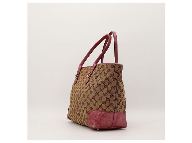 Gucci Borsa Tote Monogram Canvas con Charm a Cuore Marrone Rosa - vista 4