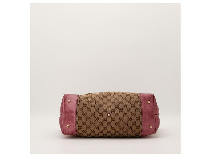 Gucci Borsa Tote Monogram Canvas con Charm a Cuore Marrone Rosa - vista 5