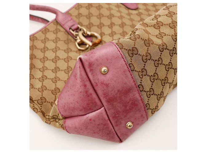 Gucci Borsa Tote Monogram Canvas con Charm a Cuore Marrone Rosa - vista 8