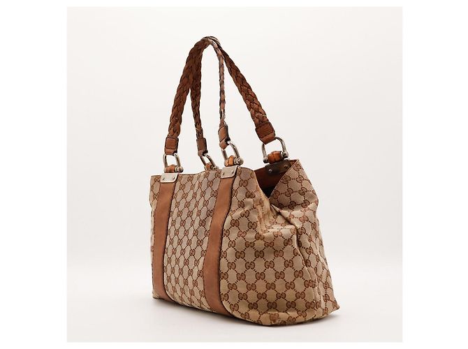 Gucci Borsa a tracolla in tela monogramma GG Marrone Beige - vista 4