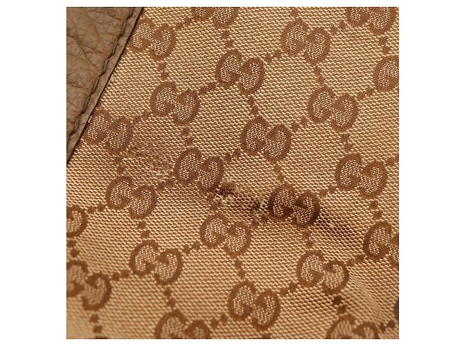 Gucci Borsa Shopper Monogram Canvas Bamboo Marrone - vista 11