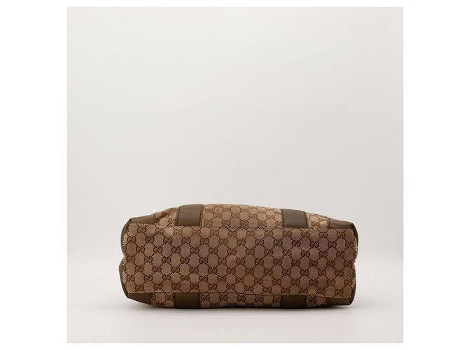 Gucci Borsa Shopper Monogram Canvas Bamboo Marrone - vista 5