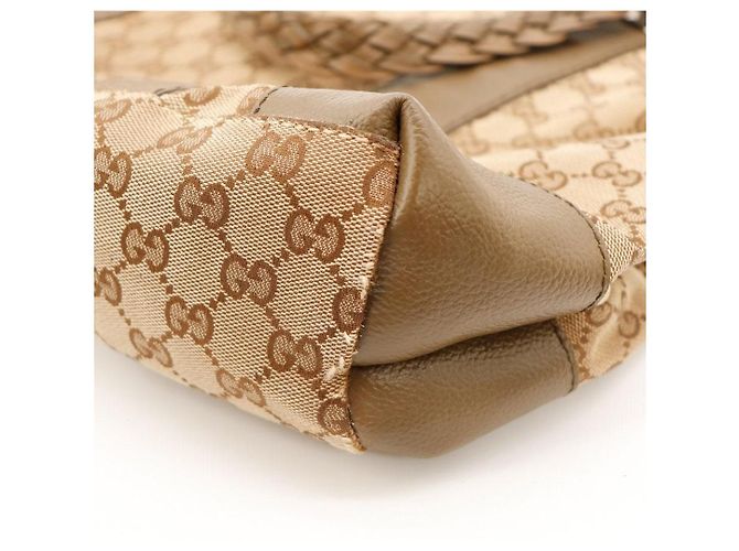 Gucci Borsa Shopper Monogram Canvas Bamboo Marrone - vista 9
