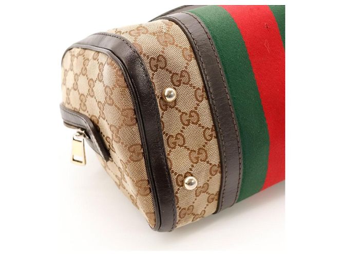 Bolso Boston Gucci GG Supreme con Banda Web Castaño Roja Verde - vista 10