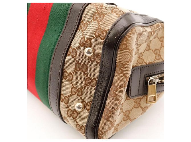 Bolso Boston Gucci GG Supreme con Banda Web Castaño Roja Verde - vista 11